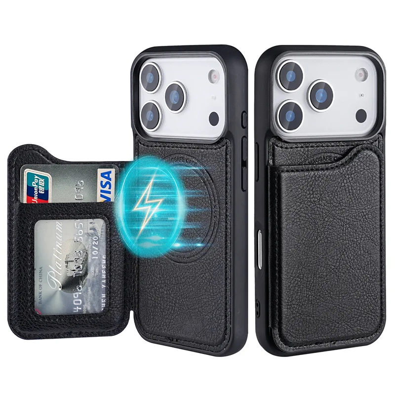 Phone Accessories Hippers - For Magsafe Magnetic Flip Leather Wallet