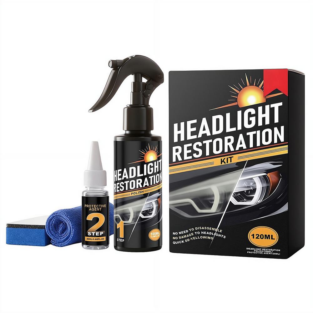 Screen Cleaner Spray - 2-Step Car Headlight Restoration Kit Auto