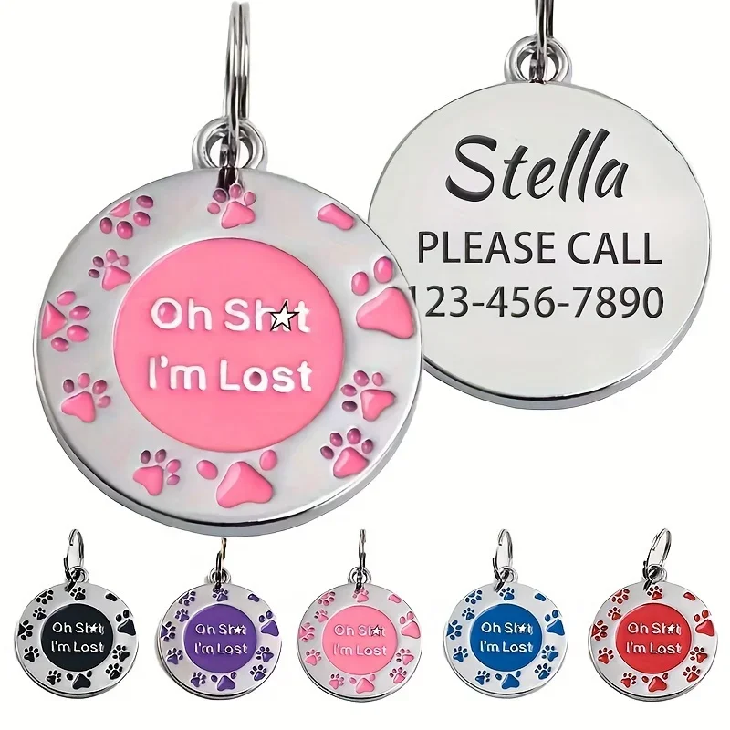 Phone Accessories Names - Personalized Glitter Paw Print Pet Tag