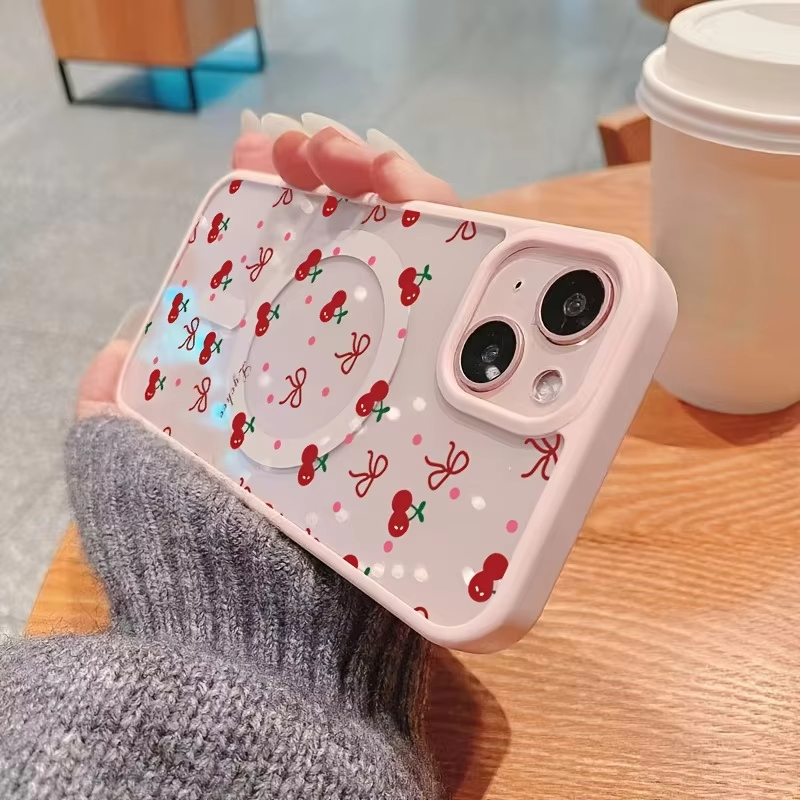 Red Cherry Printed Magnetic Ph - Phone Accessories Red recension och pris