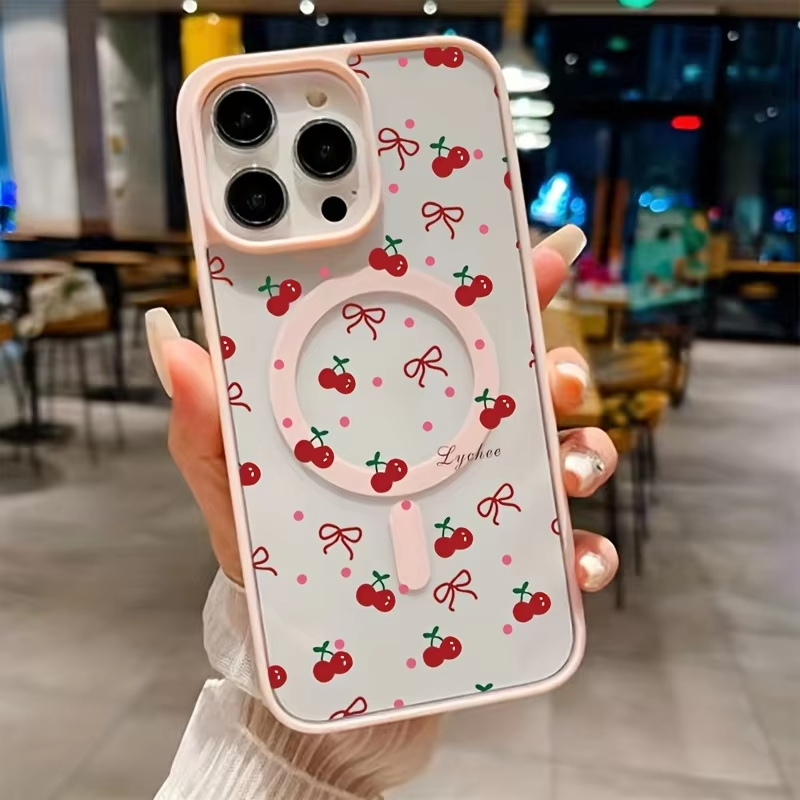 Red Cherry Printed Magnetic Ph - Phone Accessories Red recension och pris