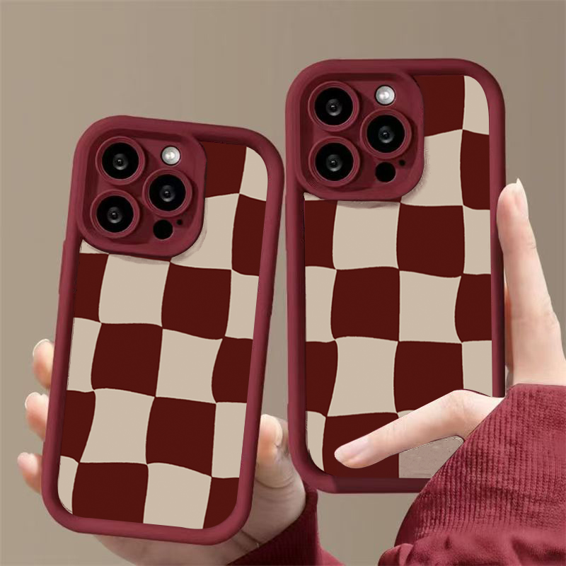 Wine Red Deform Grid Pattern P - Phone Accessories Red recension och pris