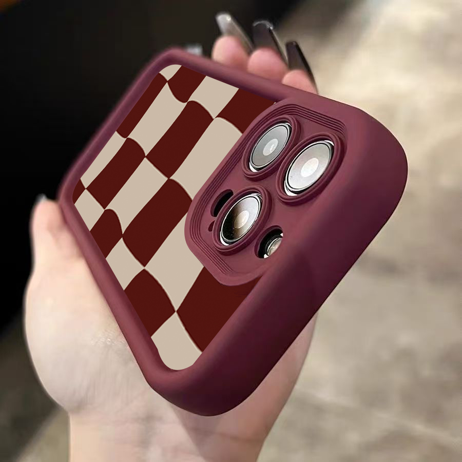 Wine Red Deform Grid Pattern P - Phone Accessories Red recension och pris