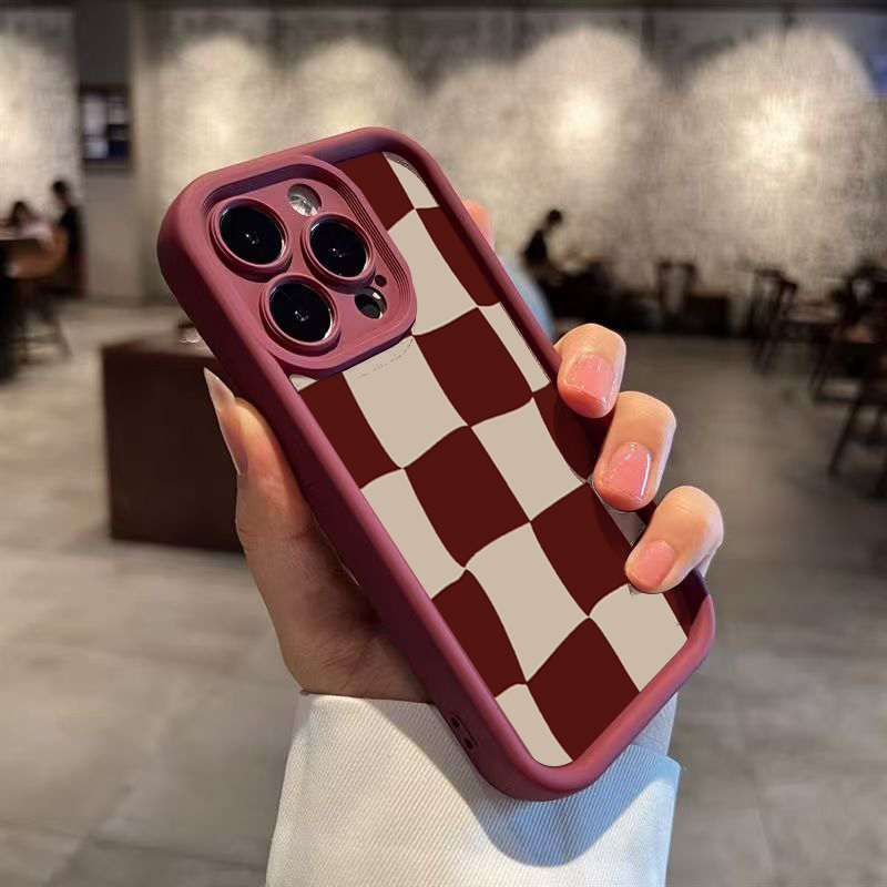 Wine Red Deform Grid Pattern P - Phone Accessories Red recension och pris