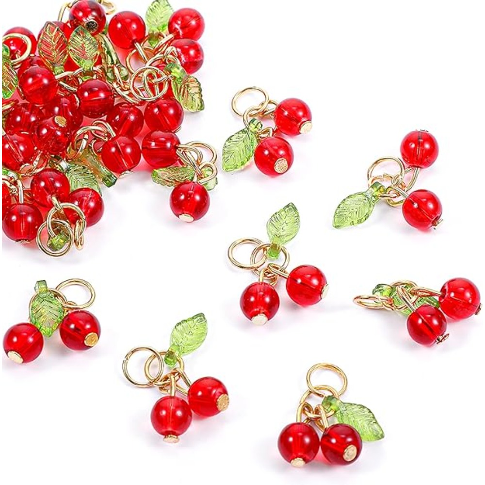 10/30/50PCS Red Cherry Charm P - Phone Accessories Red recension och pris