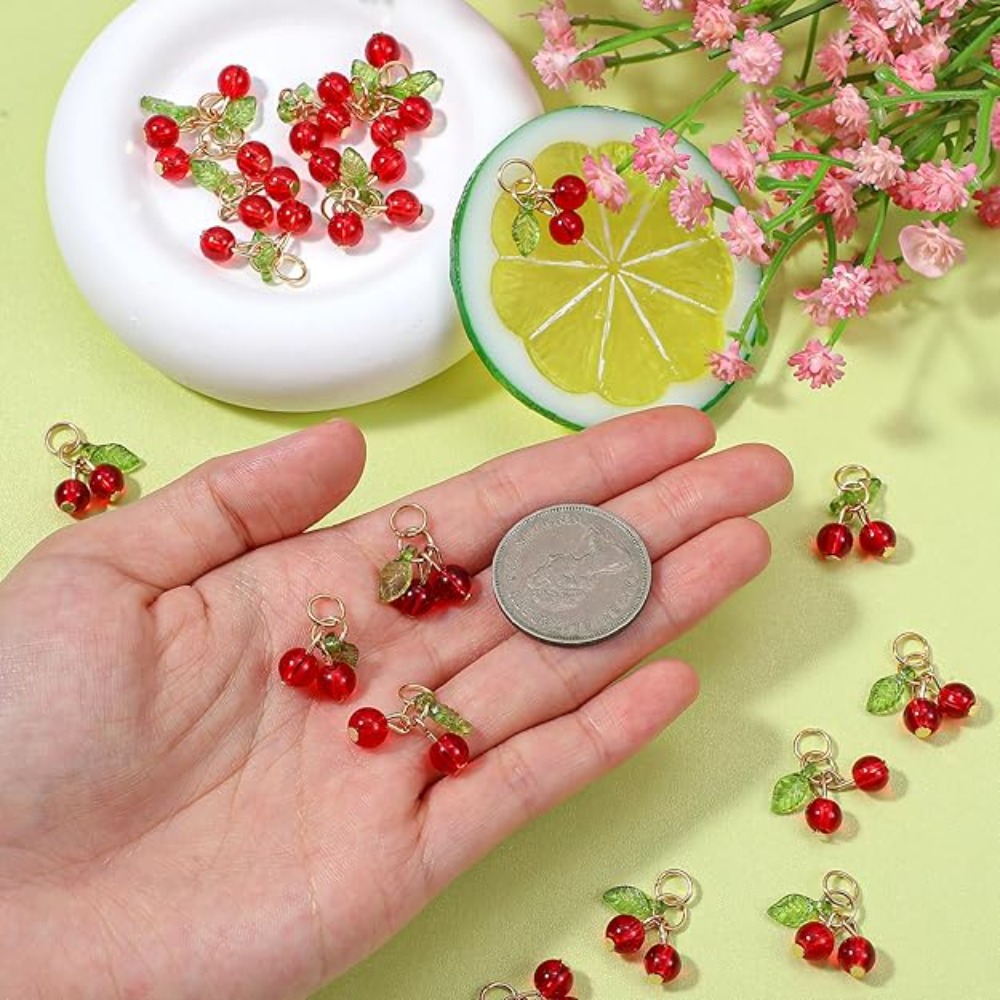 10/30/50PCS Red Cherry Charm P - Phone Accessories Red recension och pris
