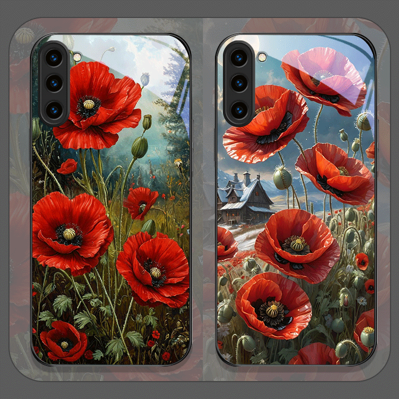 Retro Poppy Flower Bloom Hot R - Phone Accessories Red recension och pris