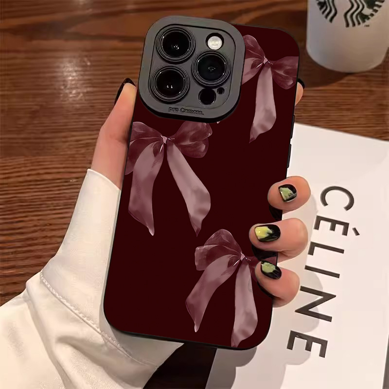 Wine Red Bowknot Pattern Soft  - Phone Accessories Red recension och pris