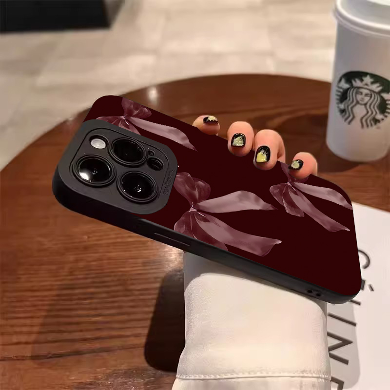 Wine Red Bowknot Pattern Soft  - Phone Accessories Red recension och pris
