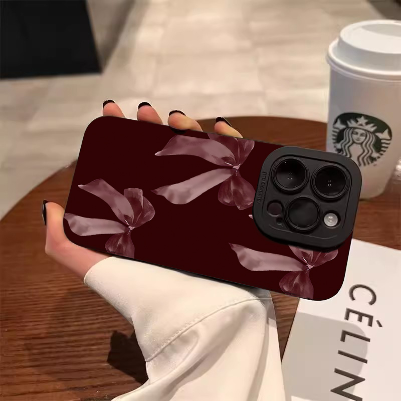 Wine Red Bowknot Pattern Soft  - Phone Accessories Red recension och pris