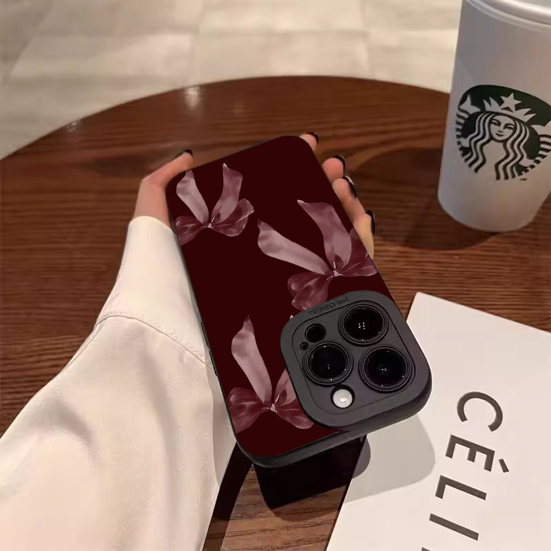 Wine Red Bowknot Pattern Soft  - Phone Accessories Red recension och pris